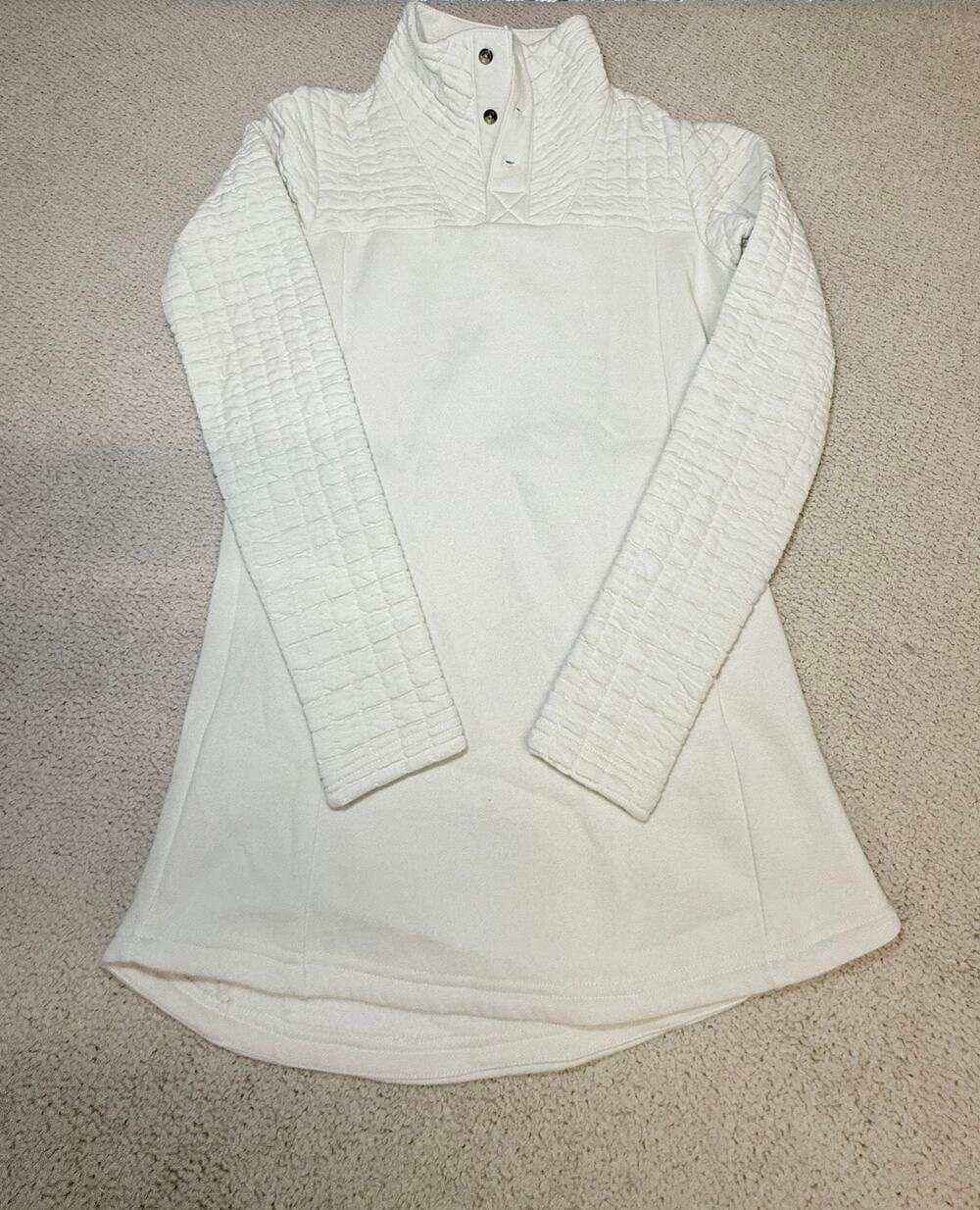 Columbia White Quilted Snap Neck Pullover Womens XS